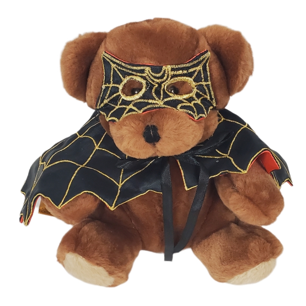 GODIVA Halloween Plush Bear Spiderweb Cape and Mask